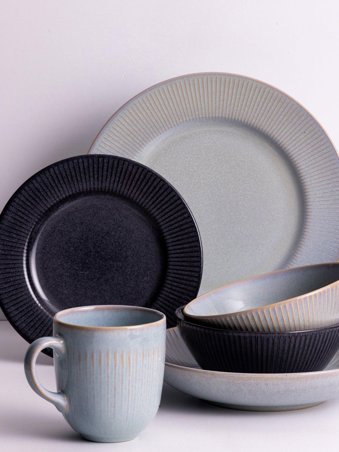 Product photograph of Mason Cash Reactive Linear Set Of 4 Side Plates Ndash Black from very.co.uk