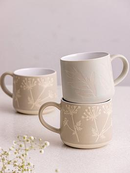 Product photograph of Mason Cash Set Of 4 Botanical Mugs - Grey Stone from very.co.uk