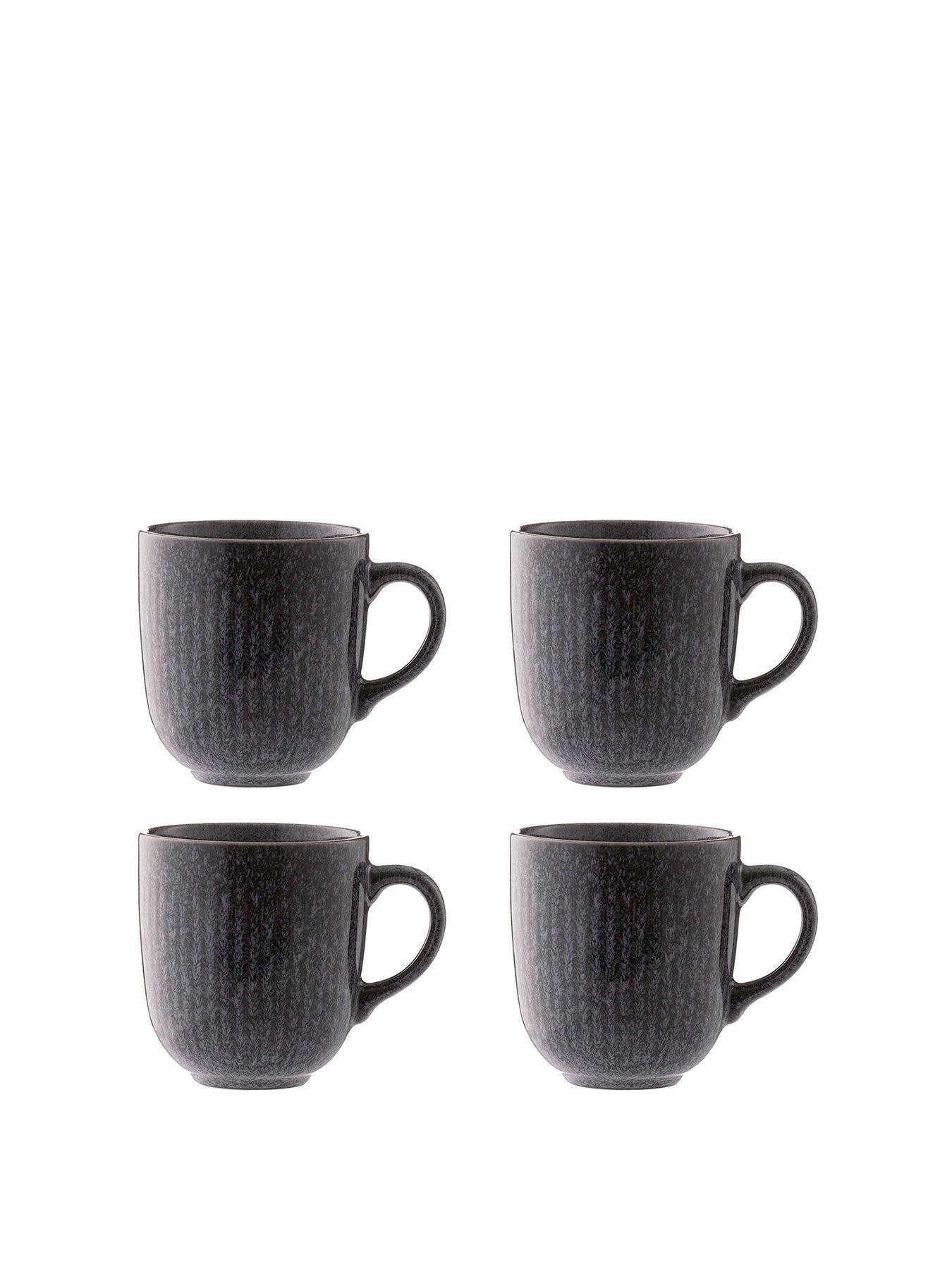 Image 2 of 4 of Mason Cash Reactive Linear Set of 4 Mugs &ndash; Black