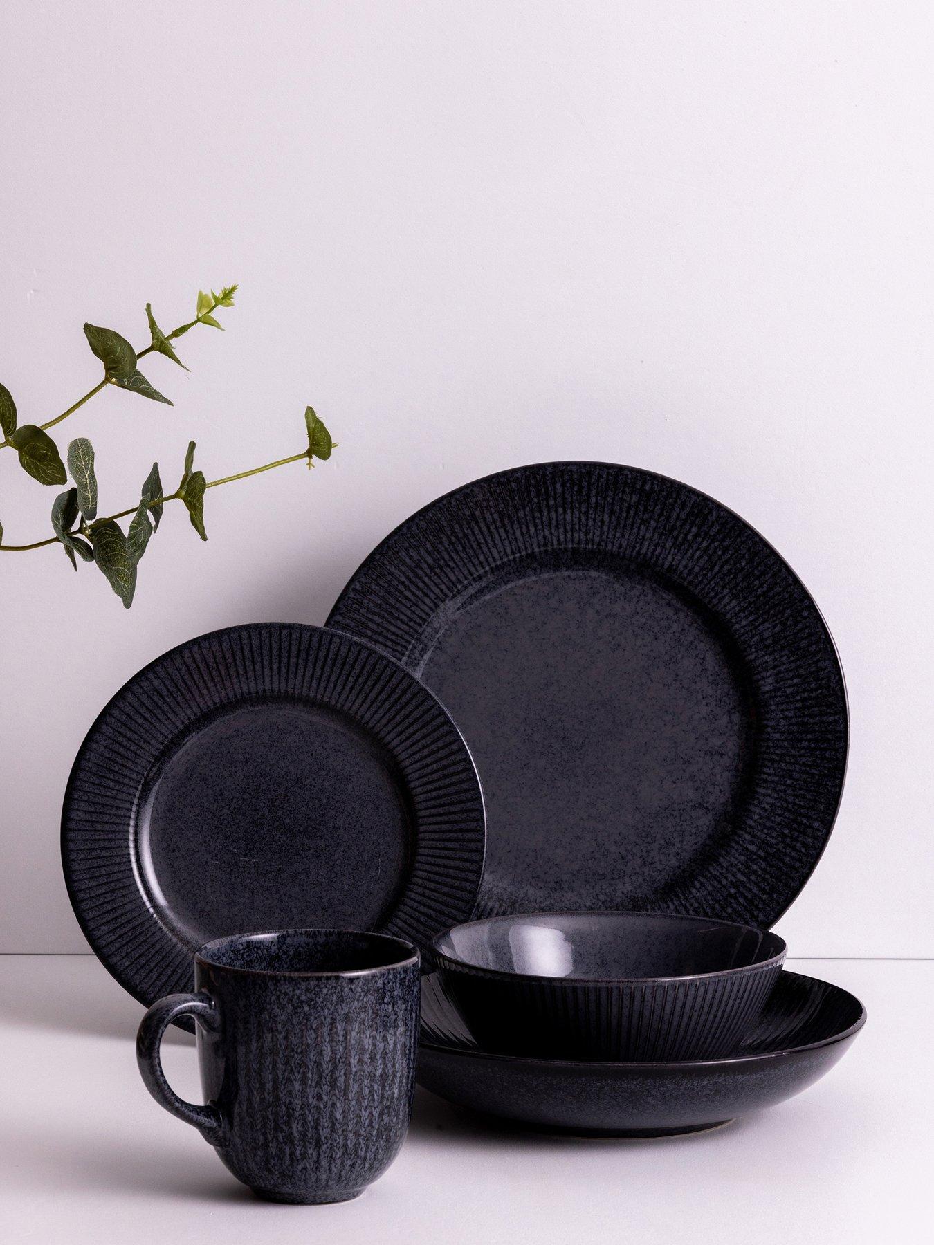 Image 3 of 4 of Mason Cash Reactive Linear Set of 4 Mugs &ndash; Black