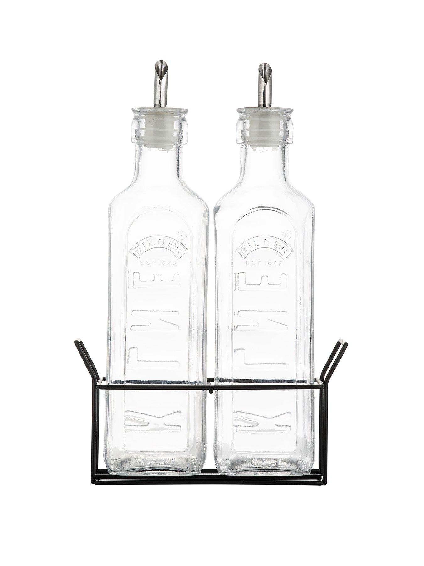 Product photograph of Kilner Set Of 2 Oil Bottles Amp Metal Rack from very.co.uk