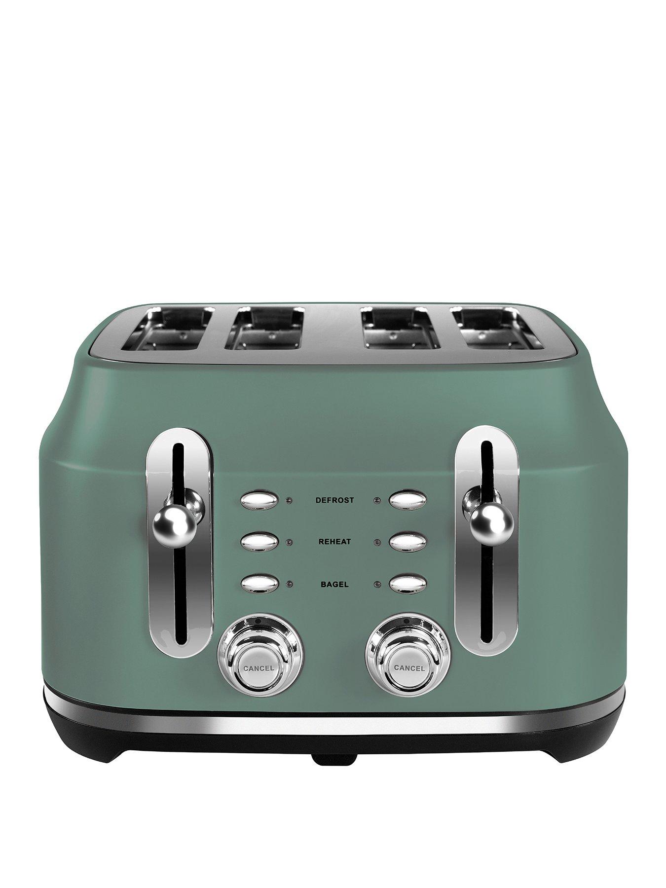 Product photograph of Rangemaster Classic 4 Slice Toaster - Mineral Green from very.co.uk