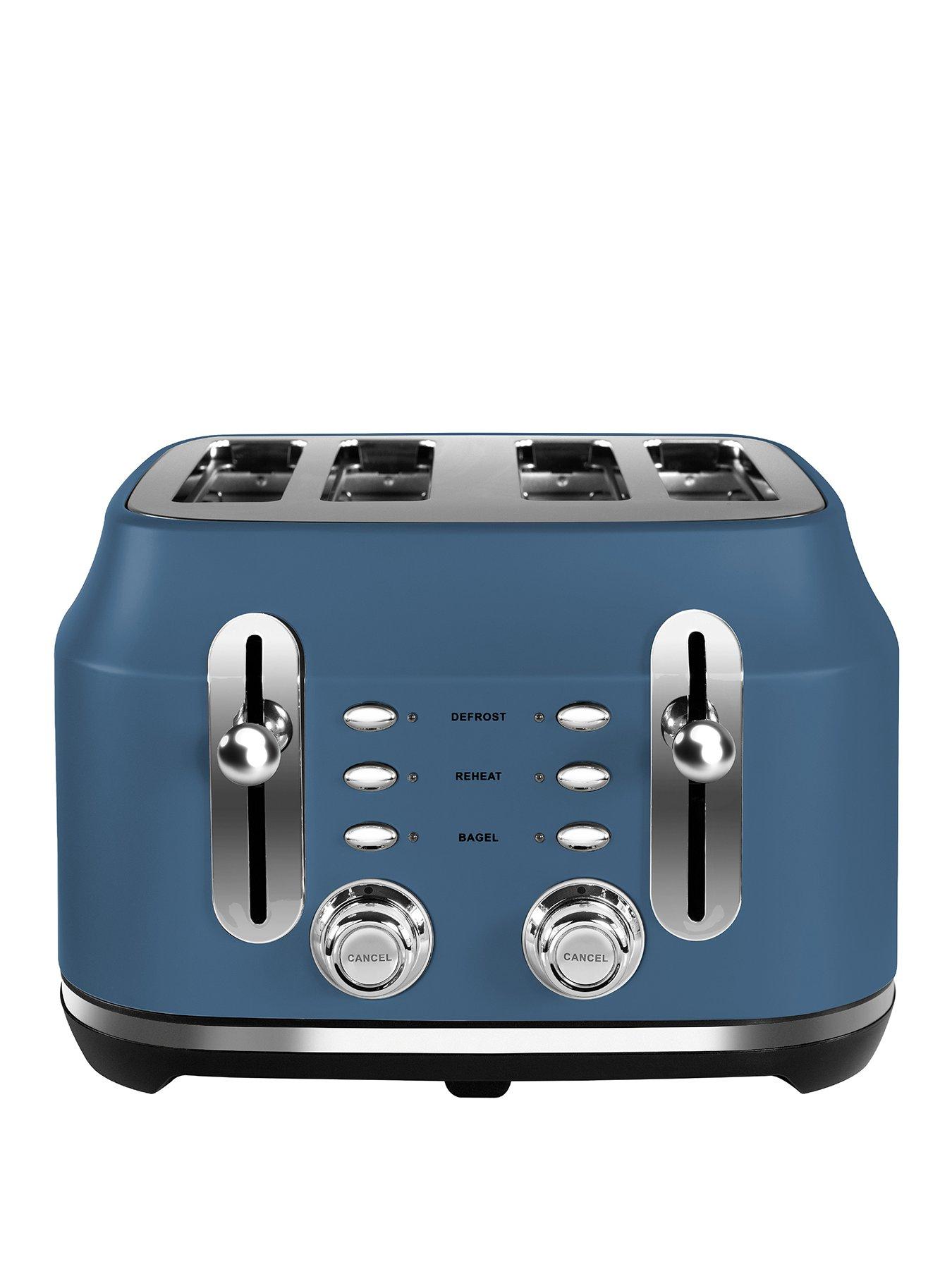 Product photograph of Rangemaster Classic 4 Slice Toaster - Stone Blue from very.co.uk