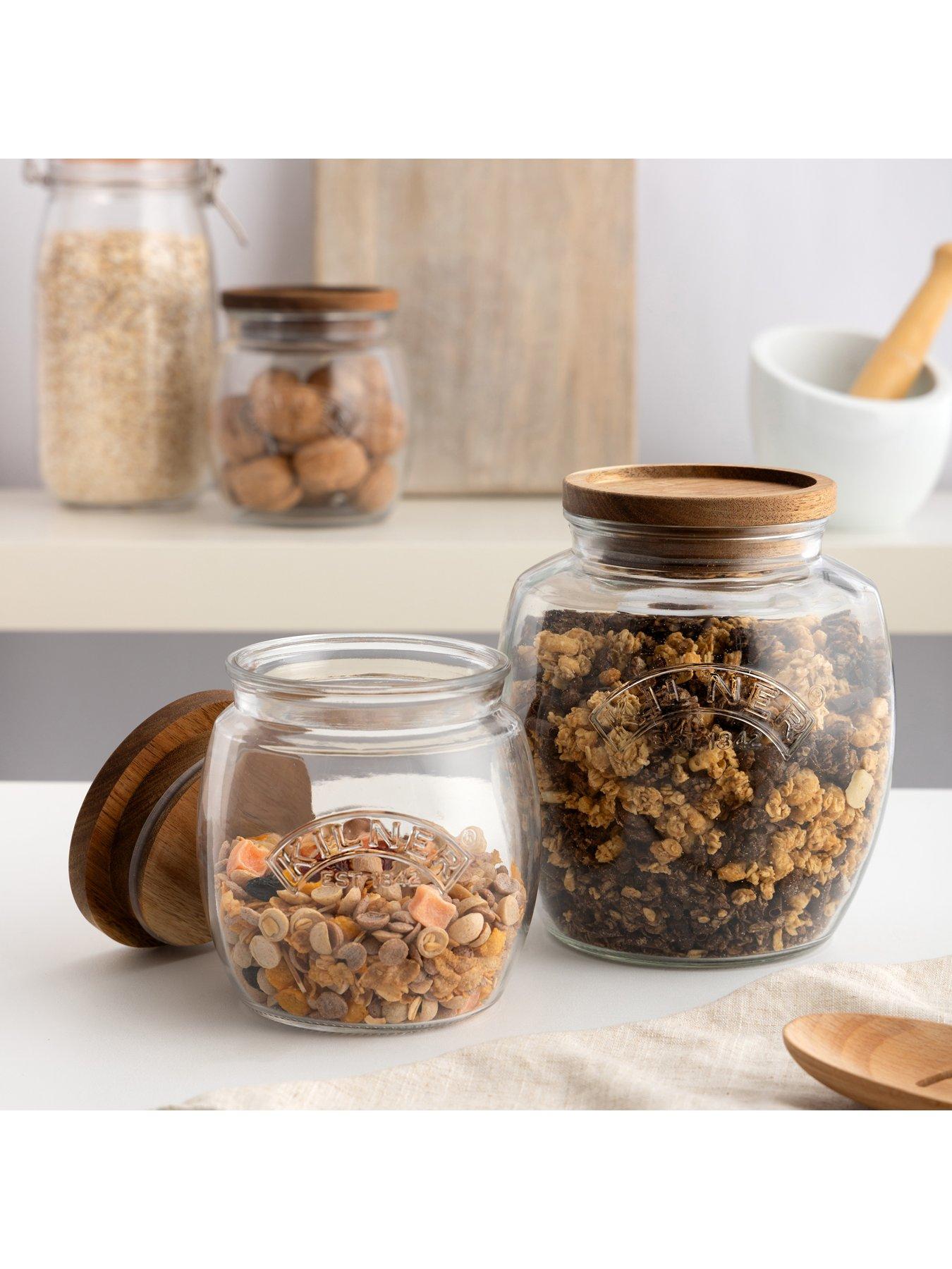 KILNER Set Of 2 Universal Jars with Wooden Lid