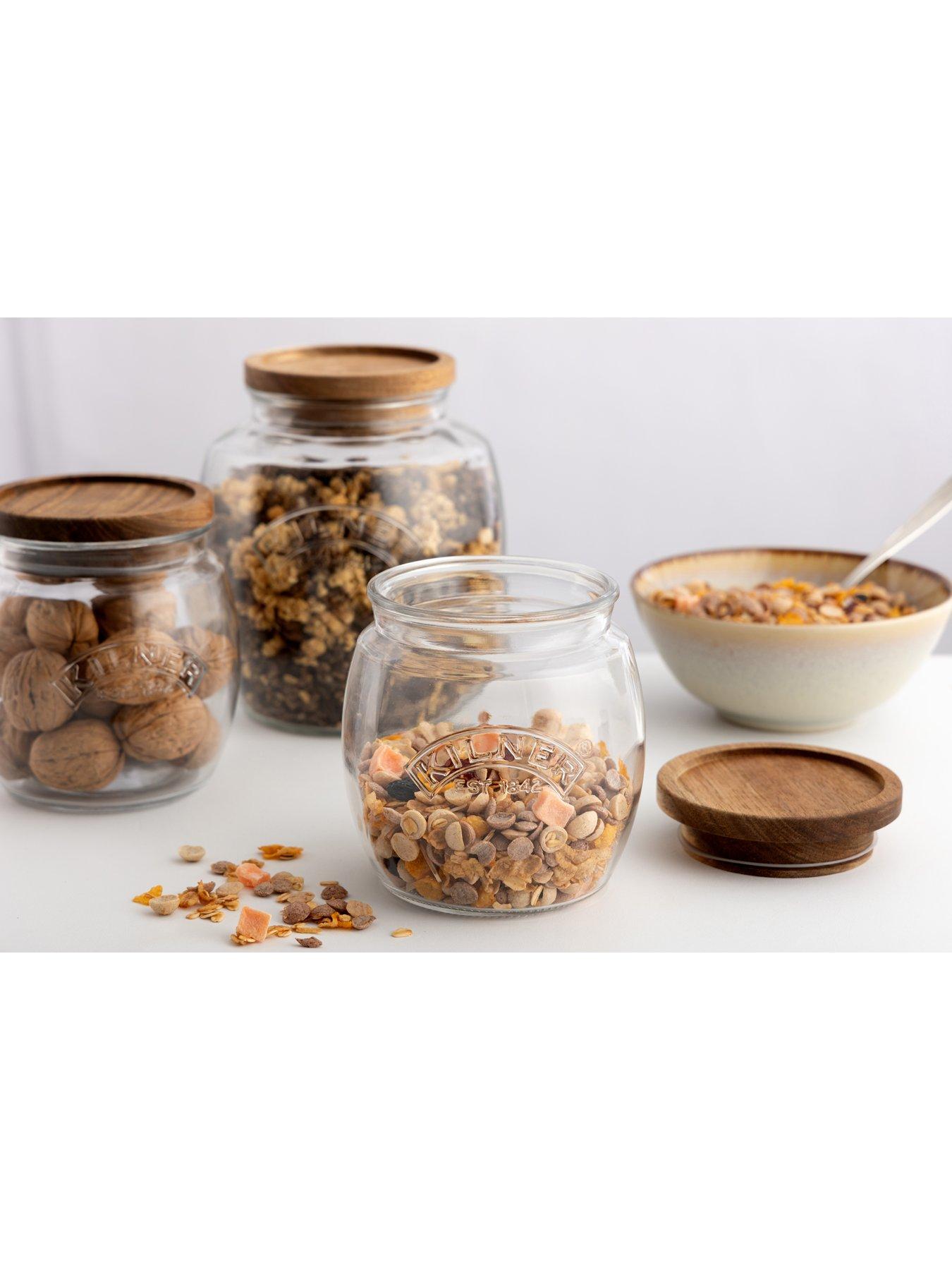 KILNER Set Of 3 Universal Jars with Wooden Lids | Very.co.uk