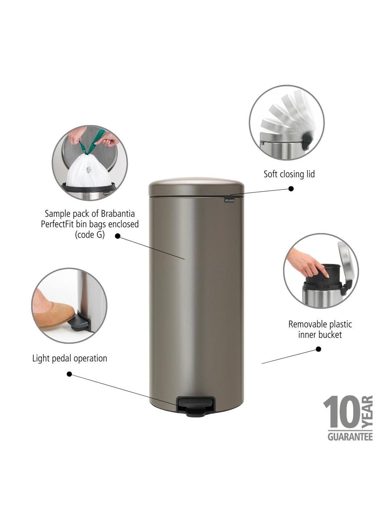 Image 5 of 7 of Brabantia NewIcon 30-Litre Pedal Bin in Platinum
