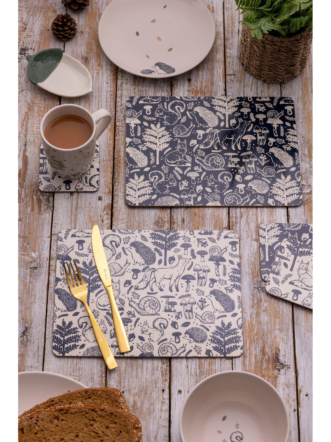 Product photograph of Price Kensington Woodland Placemat And Coaster 8 Piece Set from very.co.uk