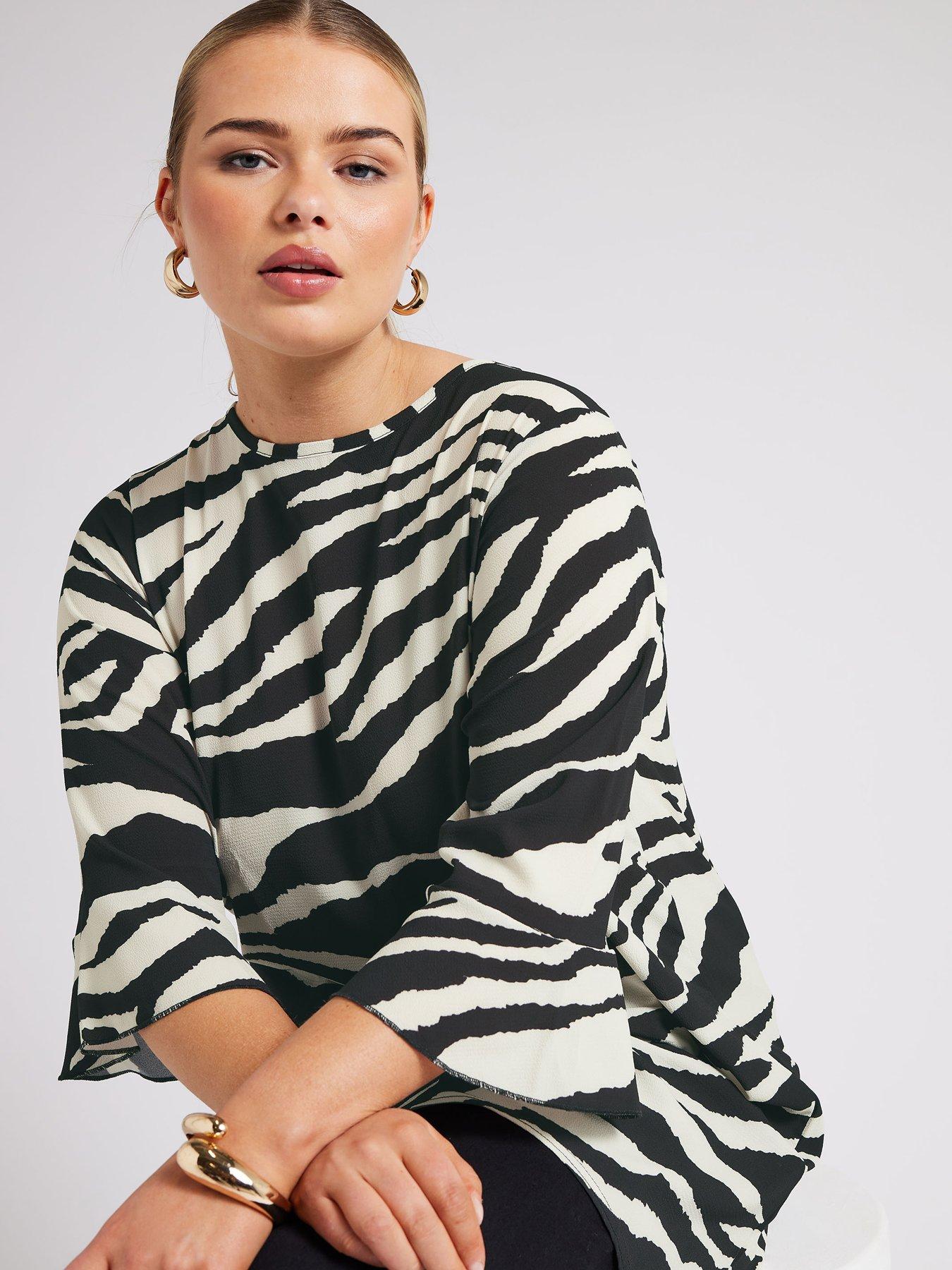 Yours Curve Animal Flute Sleeve Tunic | Very.co.uk