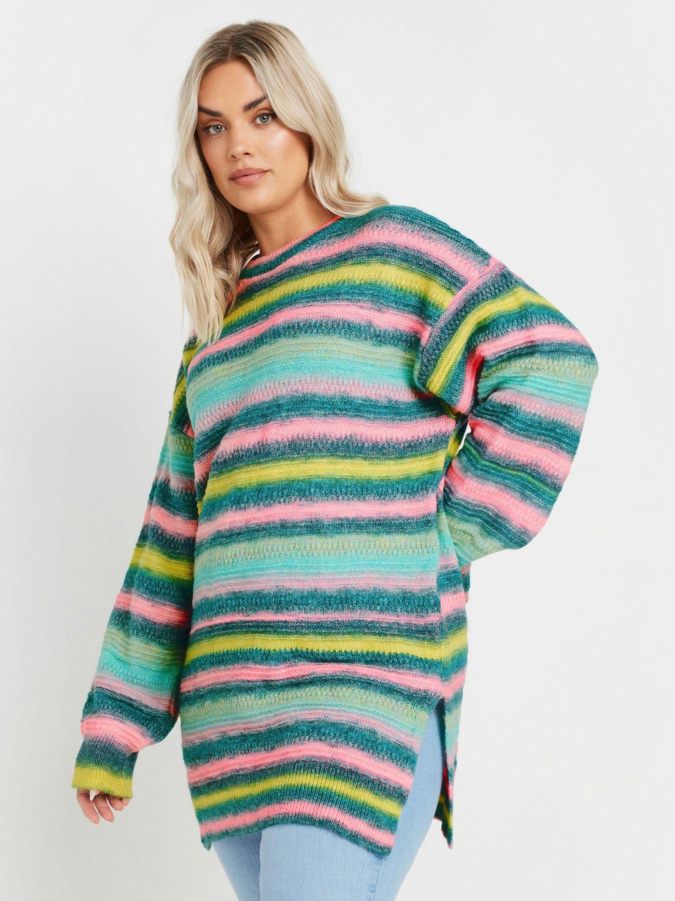 undefined Curve Multi Colour Stripe Jumper - Blue