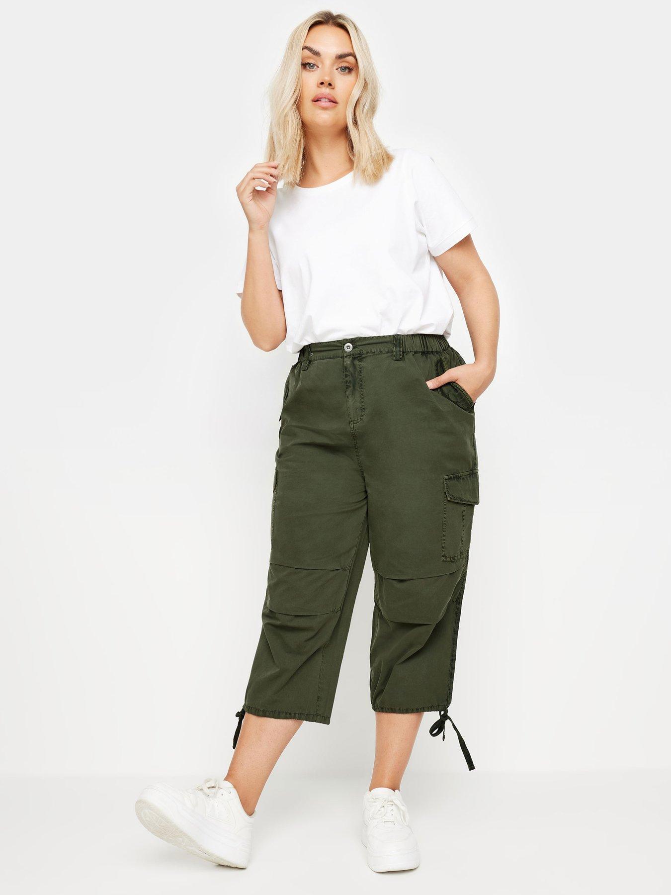 Yours Curve Crop Woven Cargo Crop - Green | Very.co.uk