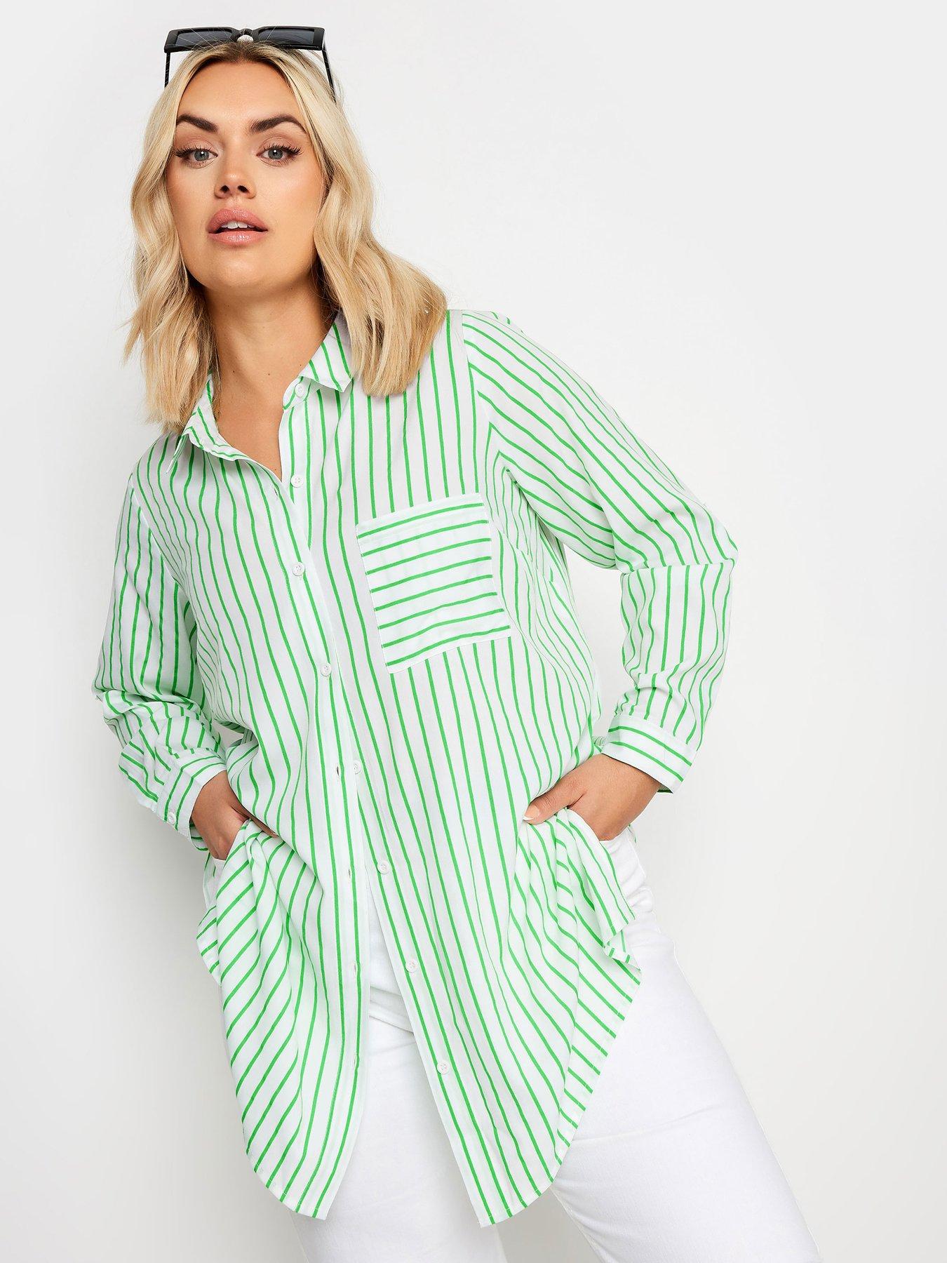 undefined Curve Boyfriend Shirt Stripe - Green