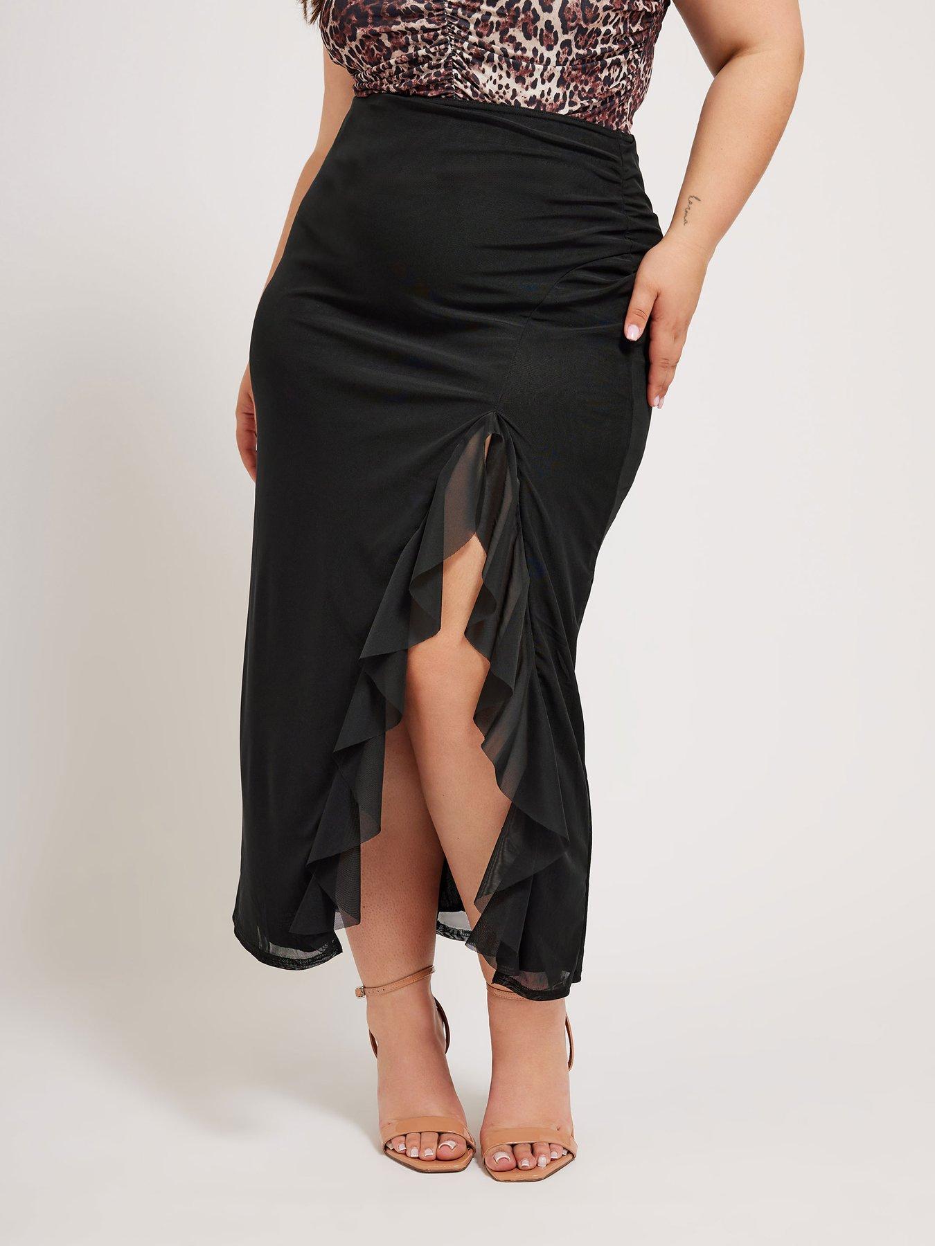 Yours Curve Mesh Ruffle Maxi Skirt