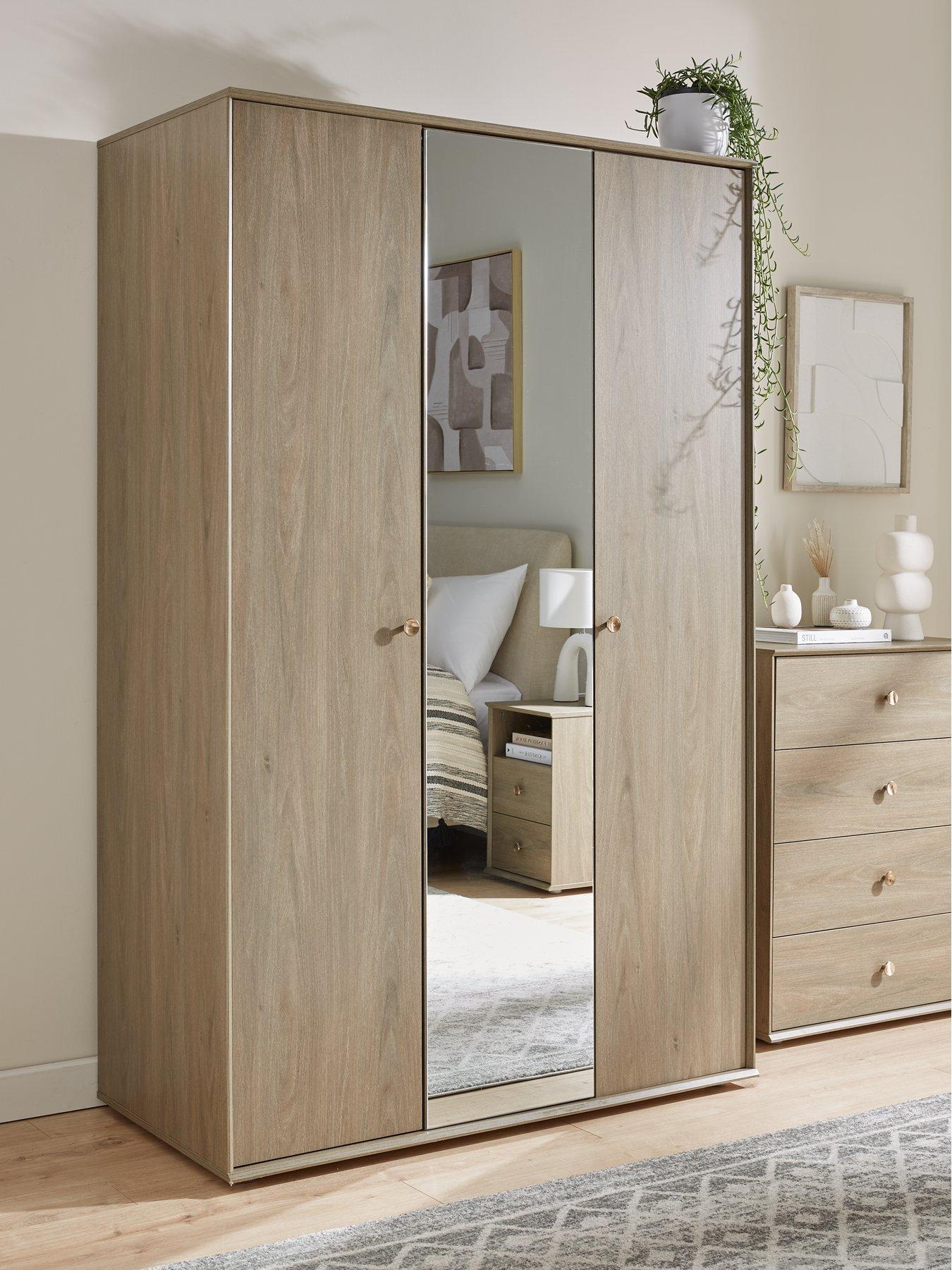 Product photograph of Very Home Bennett 3 Door Mirrored Wardrobe from very.co.uk