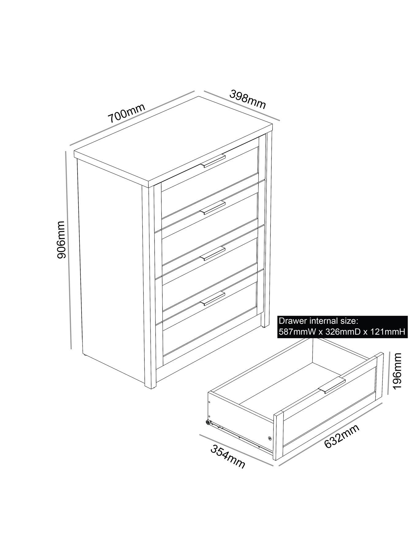 Image 7 of 7 of Very Home Chevry 4 Drawer Chest - Grey&nbsp;Oak