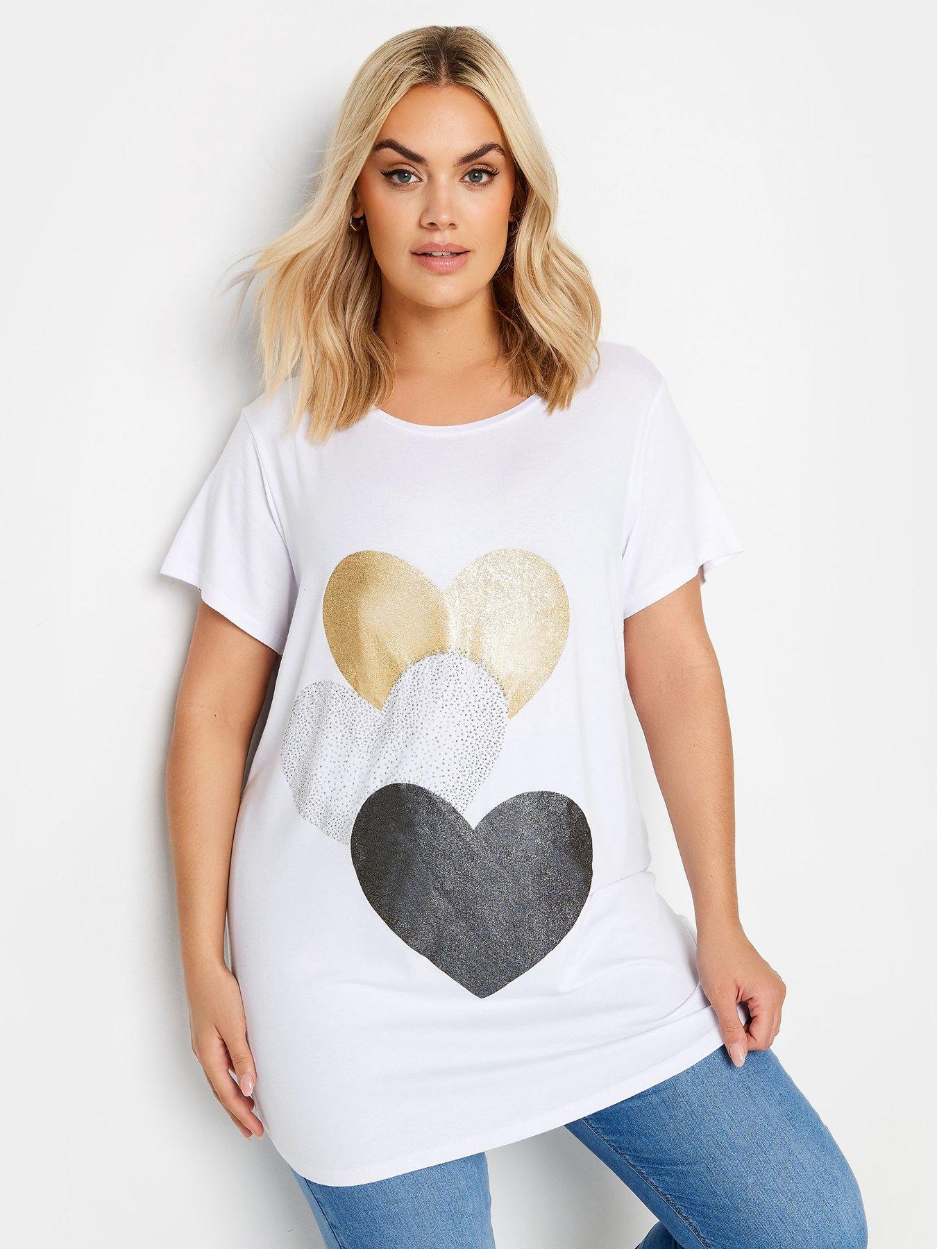 Mini Heart Print Top-White Birch