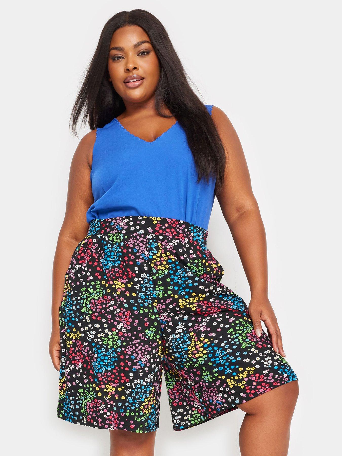 Image of Yours Curve Jersey Short Rainbow Ditsy