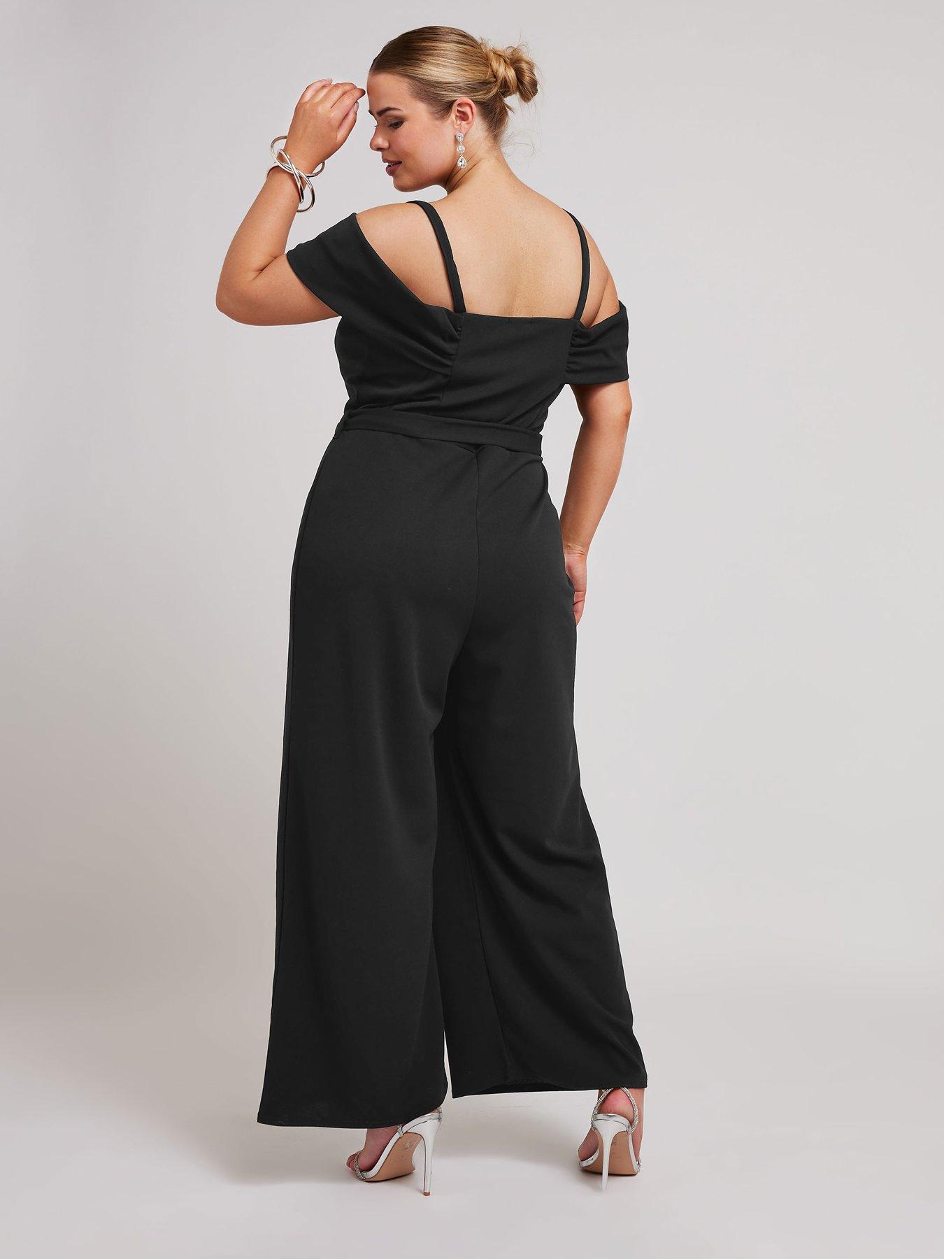 Yours Curve Cowl Cold Shoulder Jumpsuit - Black | Very.co.uk