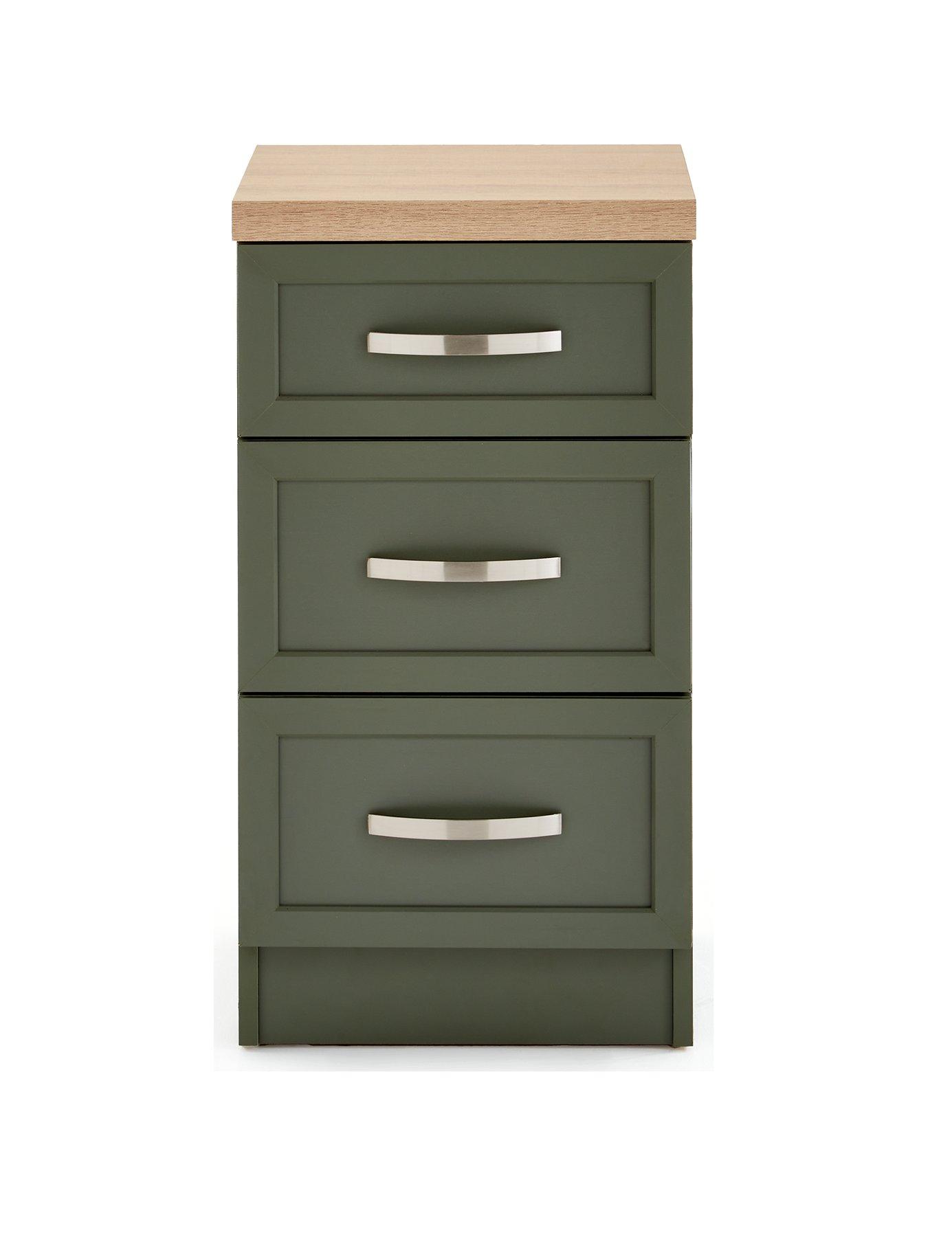 Very Home Camberley 3 Drawer Graduated Bedside Chest - Green | Very