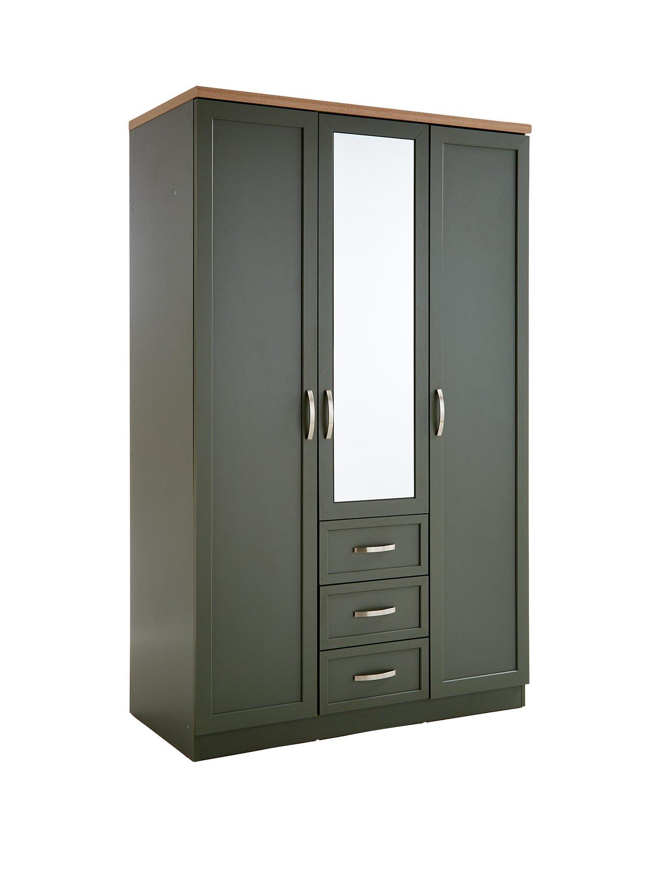 Image 3 of 6 of Very Home Camberley 3 Door, 3 Drawer Mirrored Wardrobe - Green