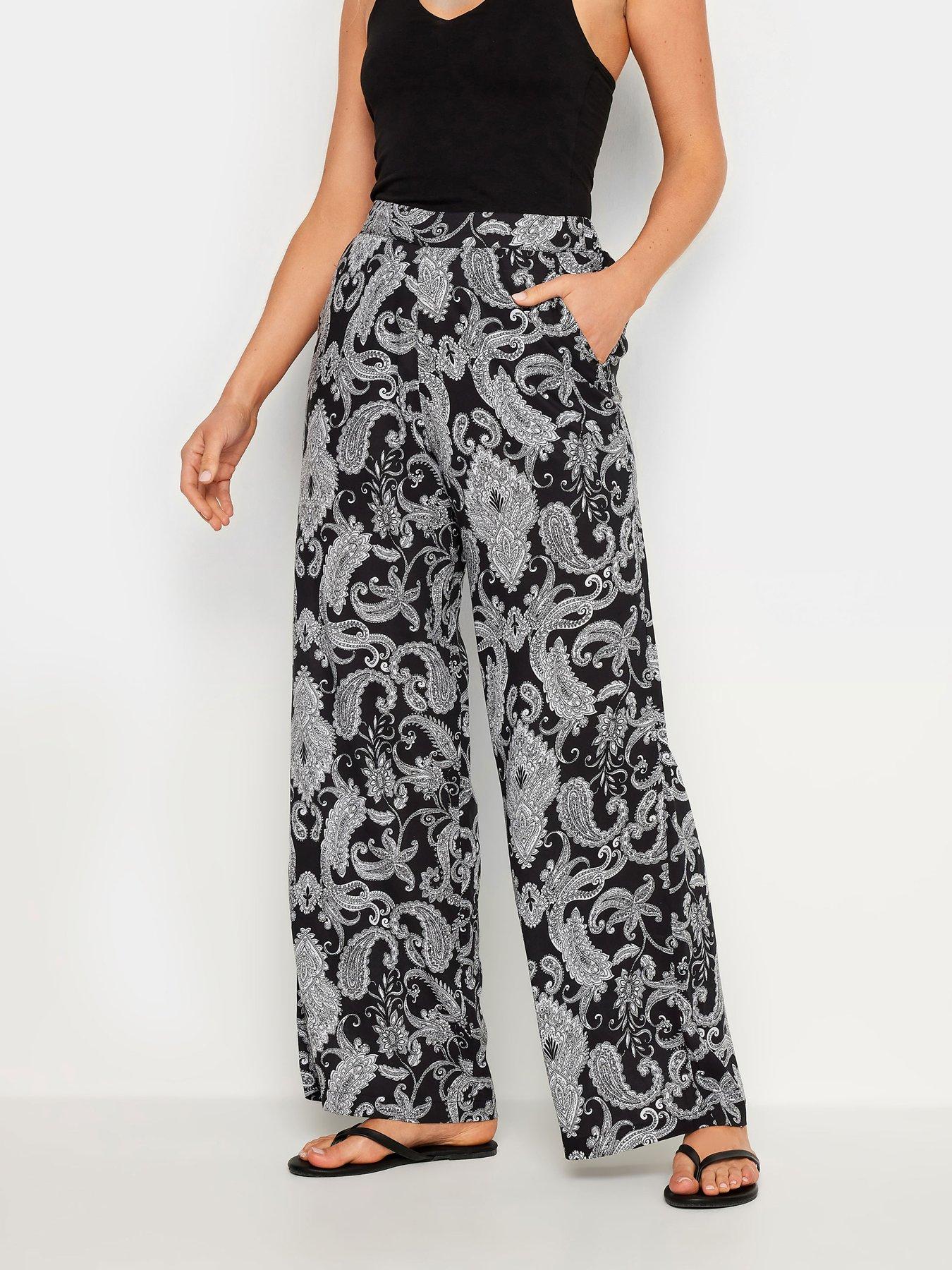 Image 1 of 4 of Long Tall Sally Paisley Wide Leg Trouser 36" - Black