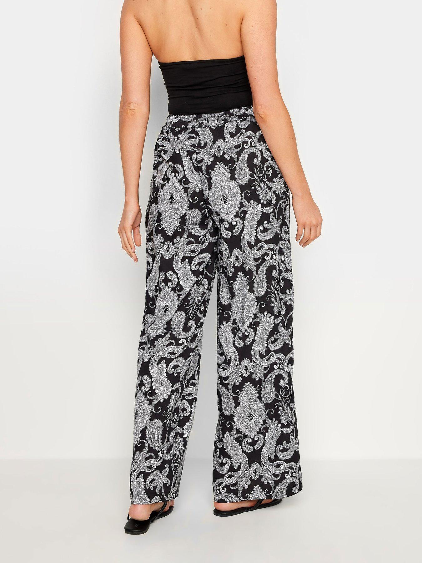 Image 2 of 4 of Long Tall Sally Paisley Wide Leg Trouser 36" - Black
