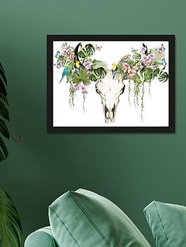 Product photograph of The Art Group Tropical Skull By Summer Thornton Framed Print from very.co.uk
