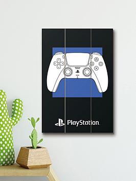 Product photograph of Playstation Bold Controller Print On Wood from very.co.uk