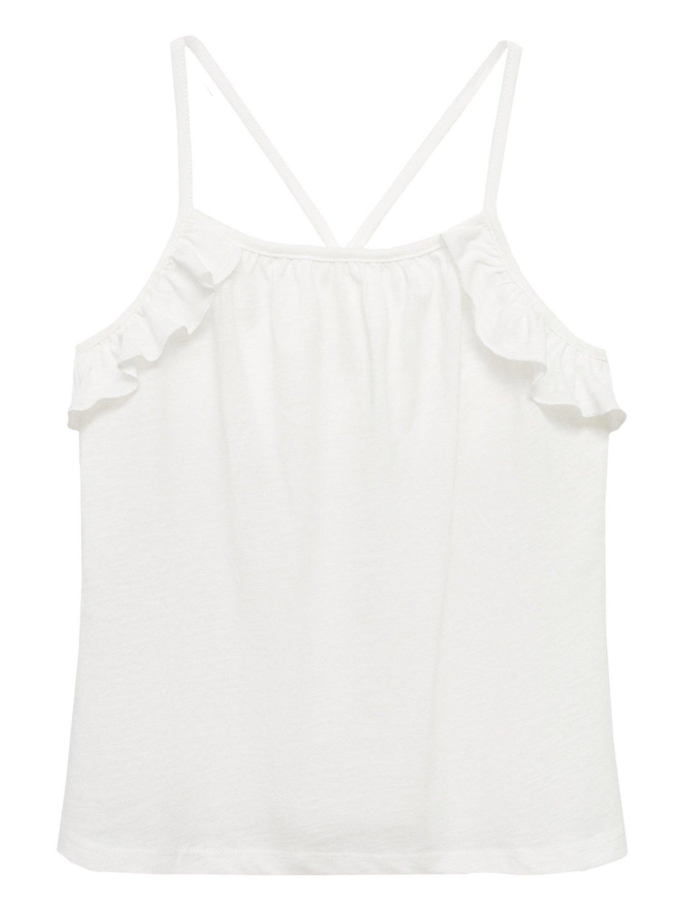 Girls Strappy Vest Top White