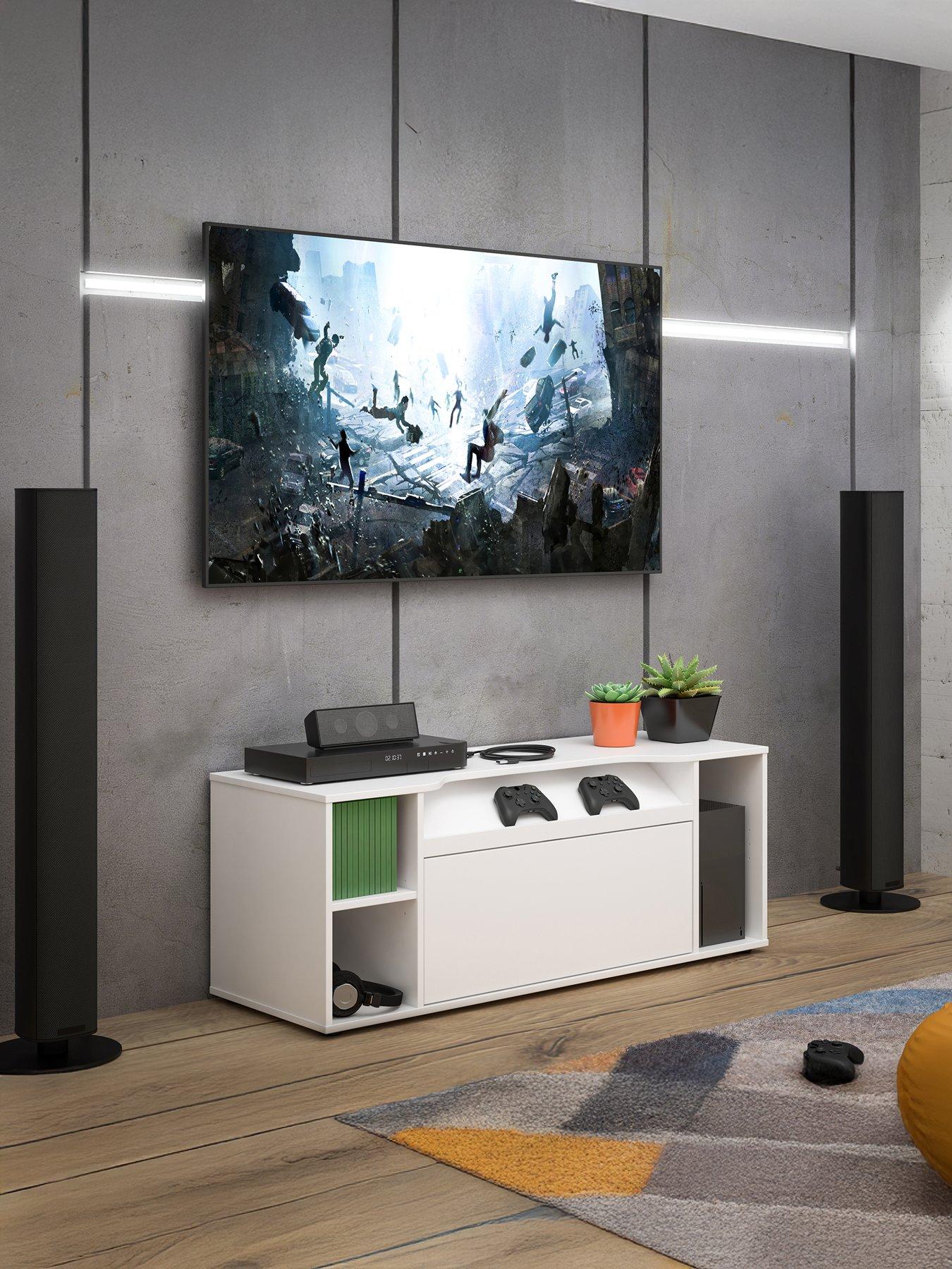 Product photograph of Very Home Dylan Wall Mounted Media Gaming Unit - White from very.co.uk