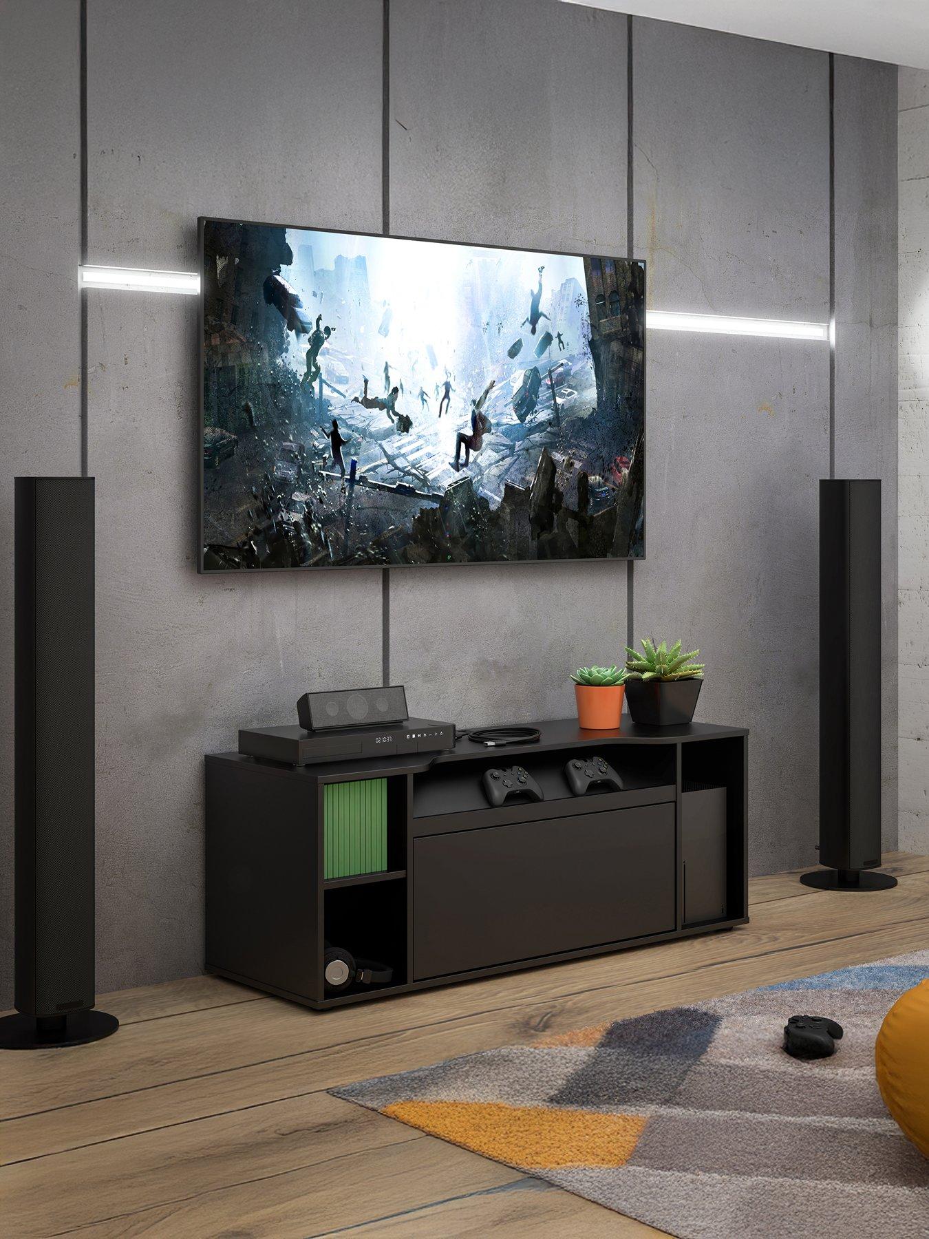 Product photograph of Very Home Dylan Wall Mounted Media Gaming Unit - Black from very.co.uk