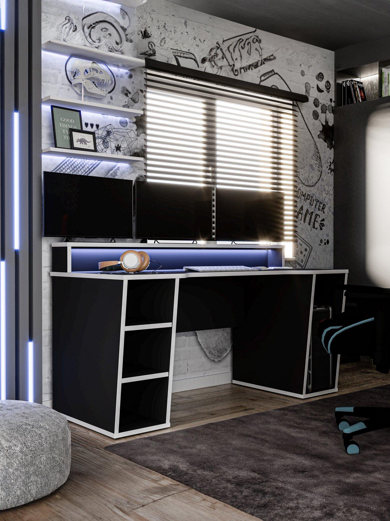 undefined Dylan Gaming Desk with LED Lighting - Black - FSC Certified