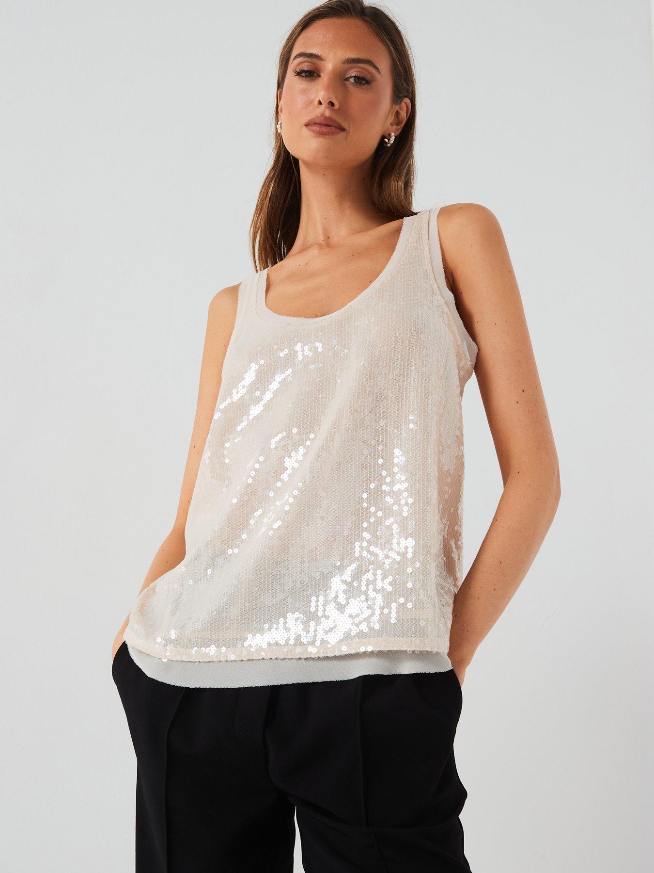 Womens cream vest tops uk clearance