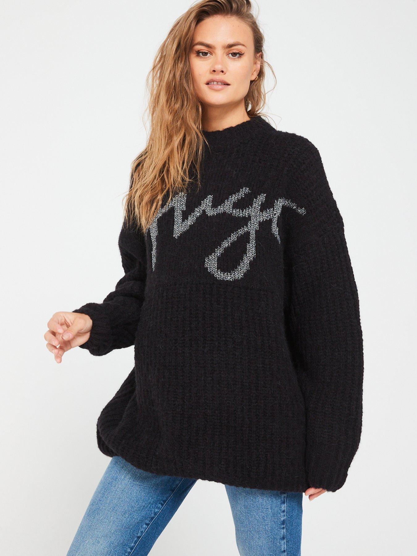 undefined Sloguessy Oversized Knitted Jumper - Black