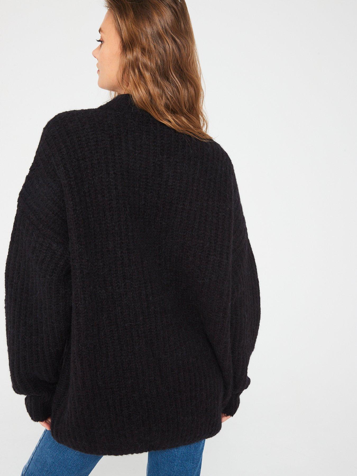 Image 2 of 6 of HUGO Sloguessy Oversized Knitted Jumper - Black