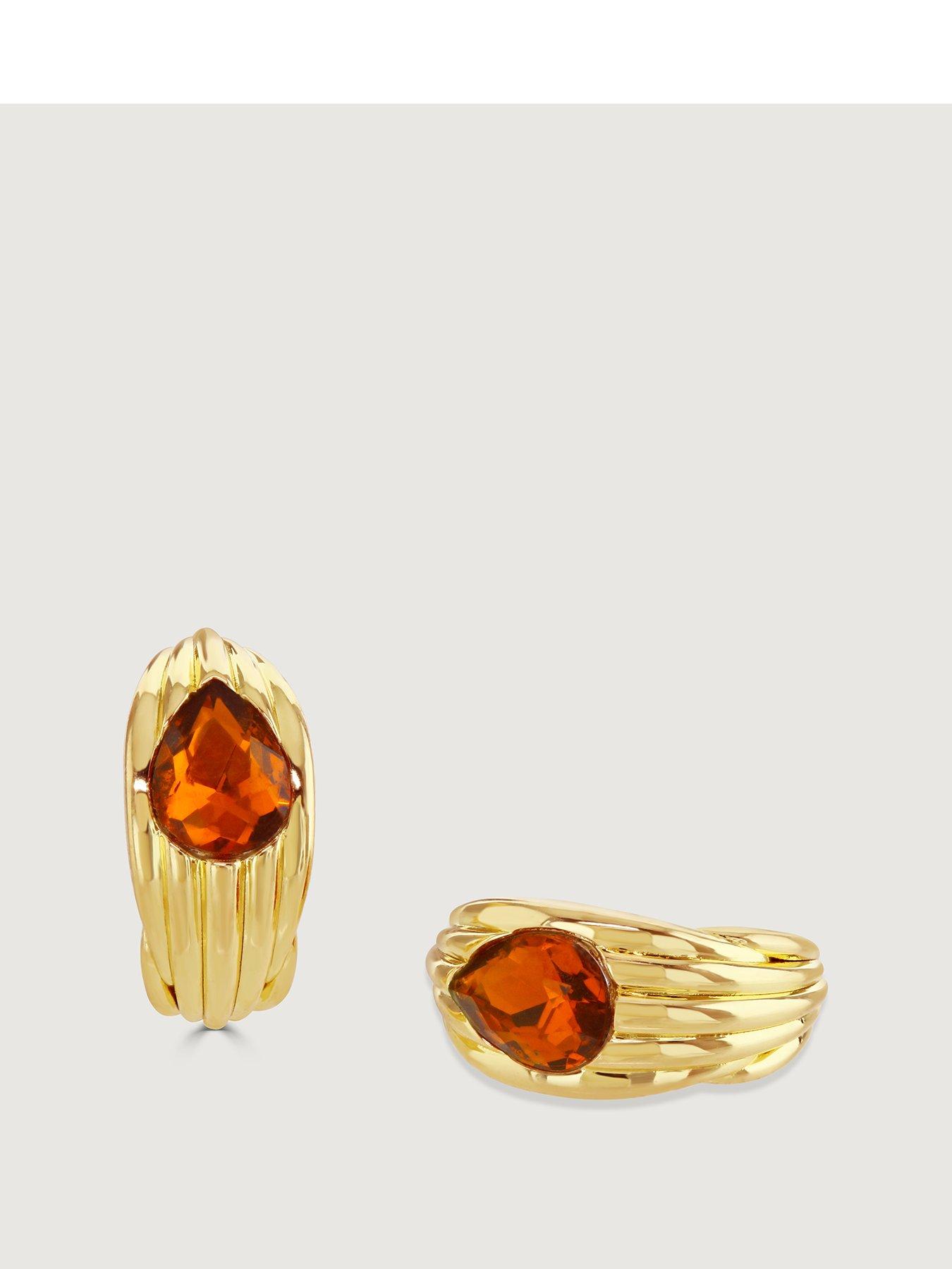 Product photograph of Buckley London Topaz Praline Huggie Earring from very.co.uk