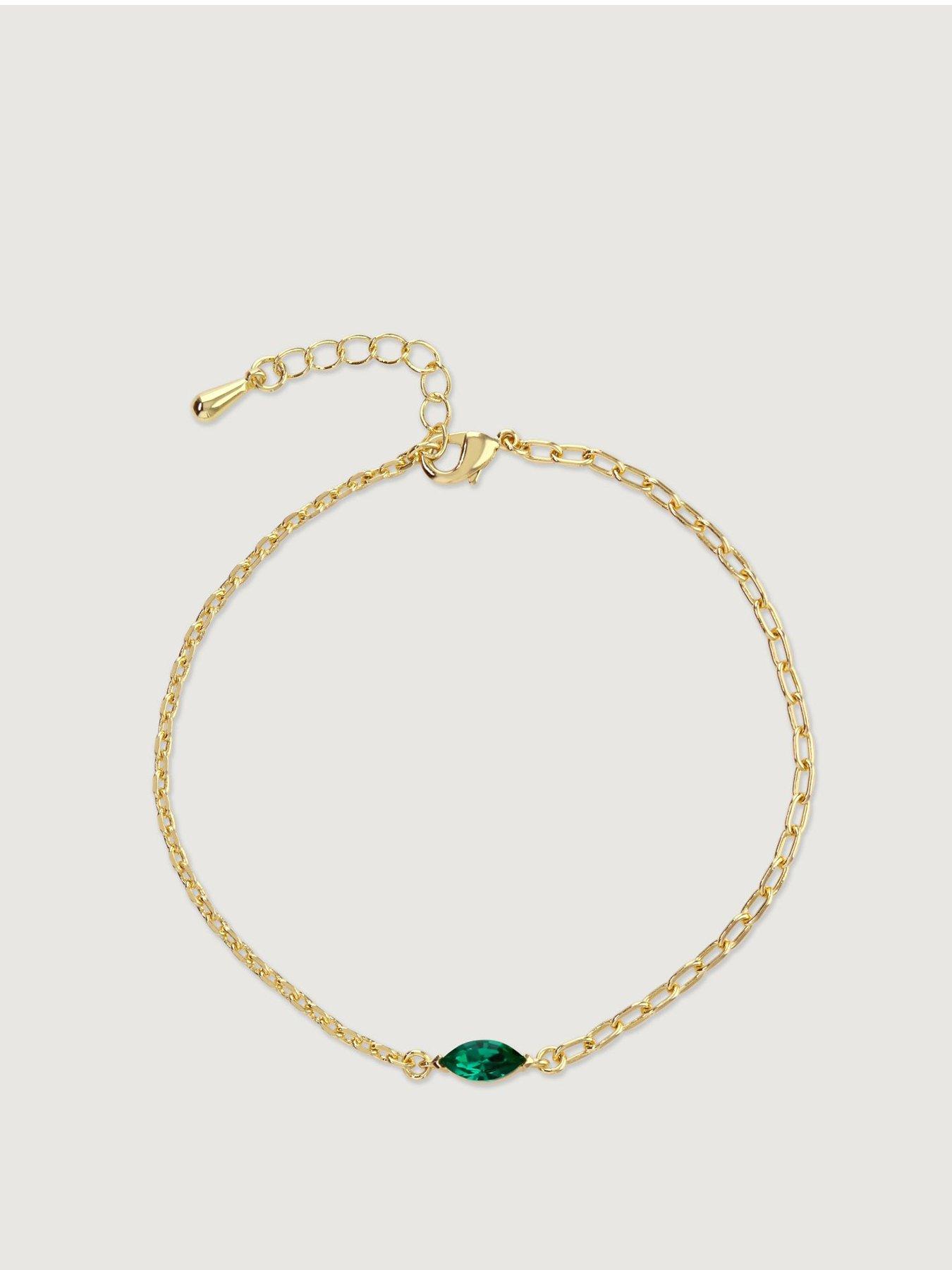 Product photograph of Buckley London Emerald Marquise Duo Chain Bracelet from very.co.uk