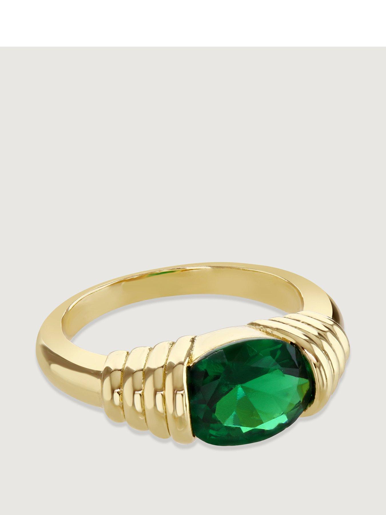 Product photograph of Buckley London Emerald Ancient Heirloom Ring from very.co.uk