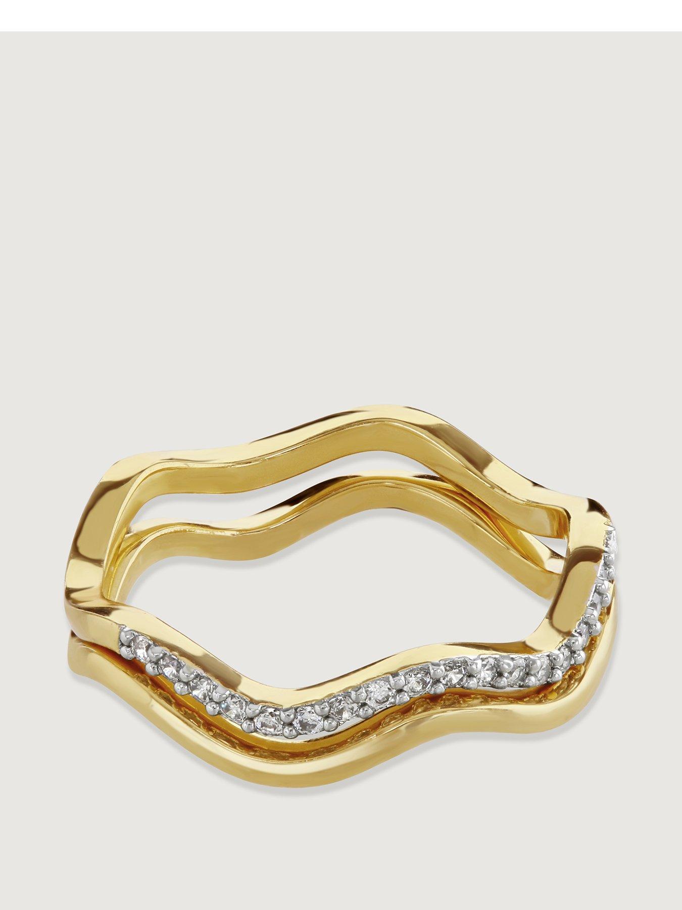 Product photograph of Buckley London Two-tone Pave Double Wave Ring from very.co.uk