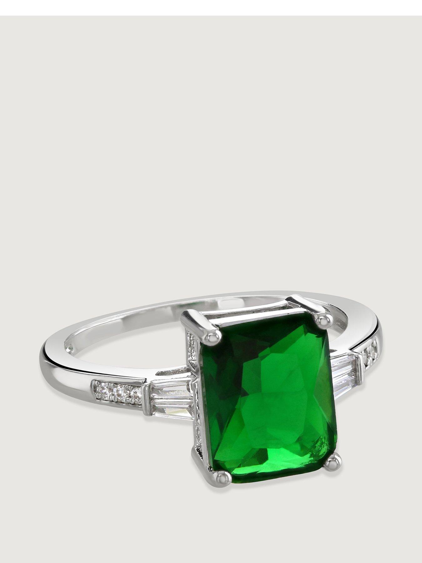 Product photograph of Buckley London Emerald Baguette With Tapered Baguette Shoulders Ring from very.co.uk