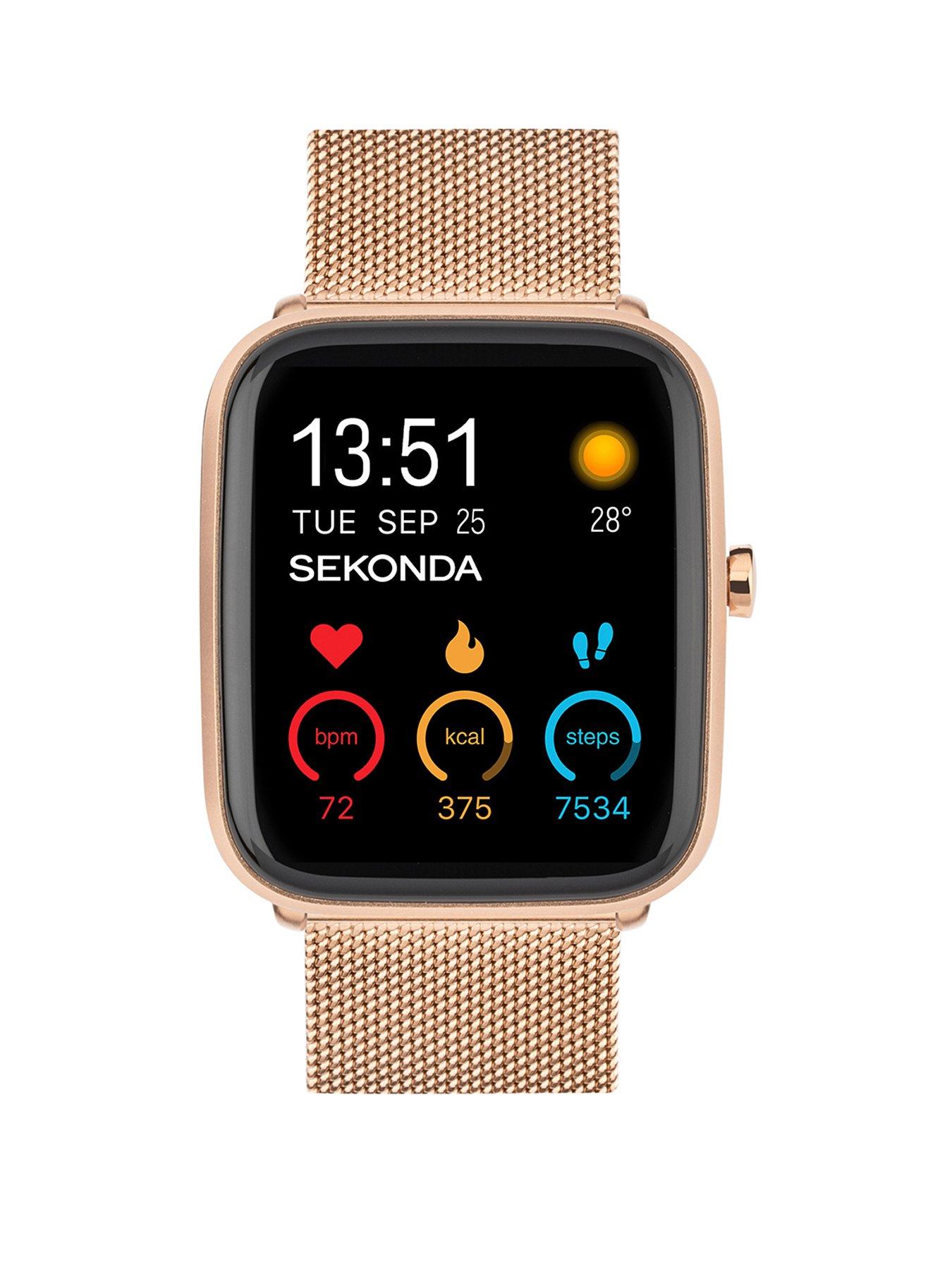 undefined Unisex Motion Plus Rose Gold Mesh Stainless Steel Bracelet Smartwatch