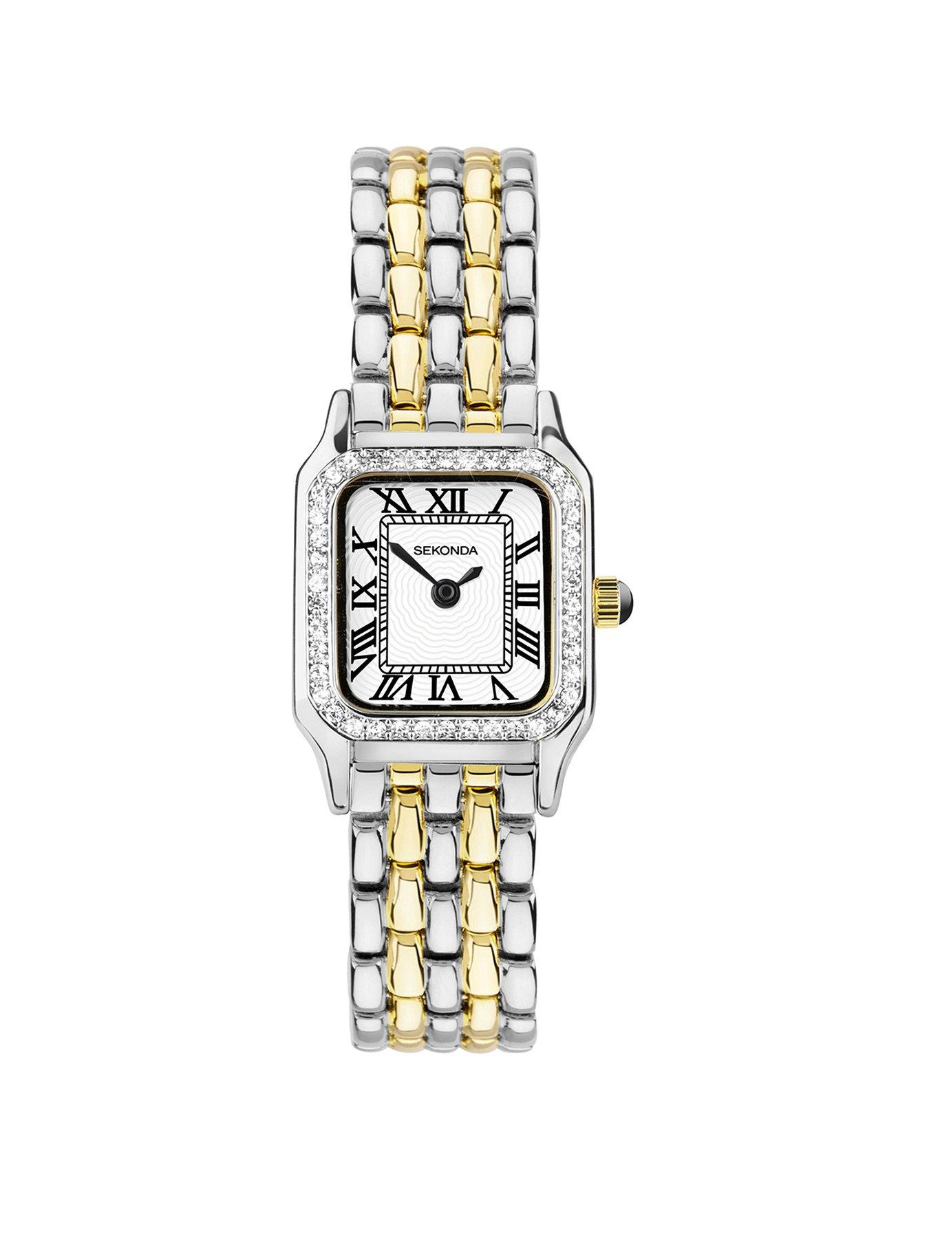 undefined Womens Monica Two Tone Alloy Bracelet with White Dial Analogue Watch