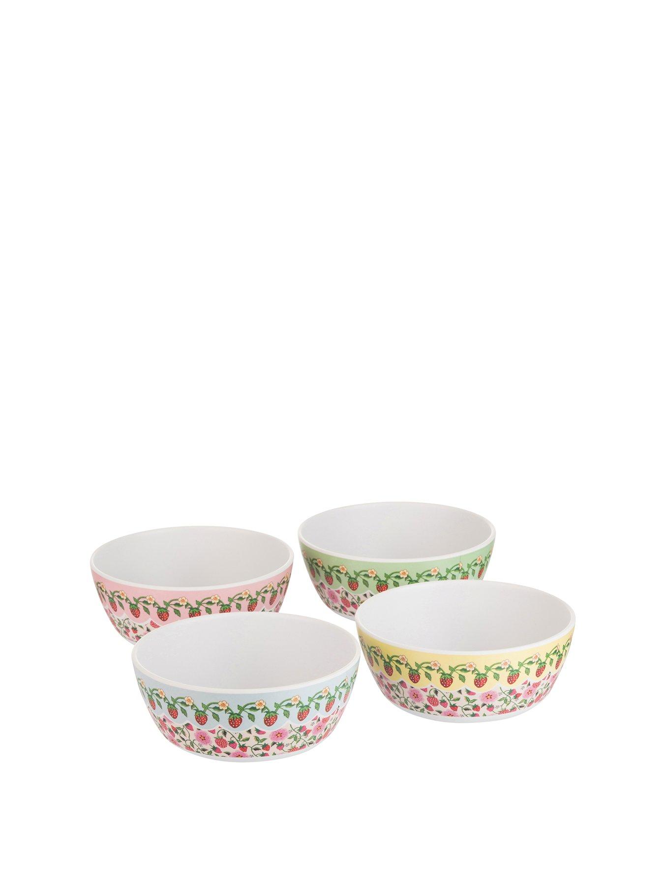 Product photograph of Cath Kidston Strawberry Set Of 4 Melamine Cereal Bowls from very.co.uk