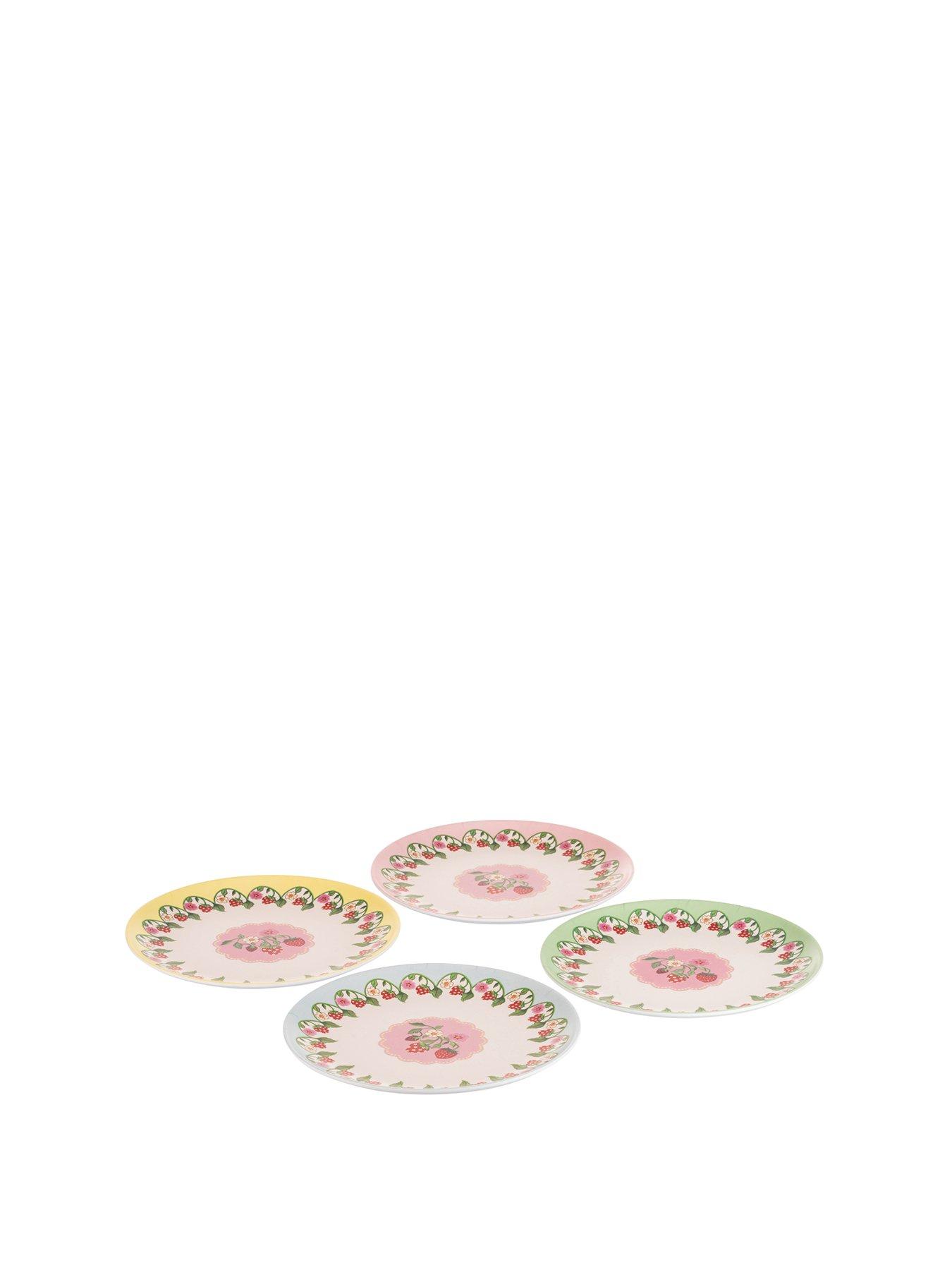 Product photograph of Cath Kidston Strawberry Set Of 4 Melamine Side Plates from very.co.uk
