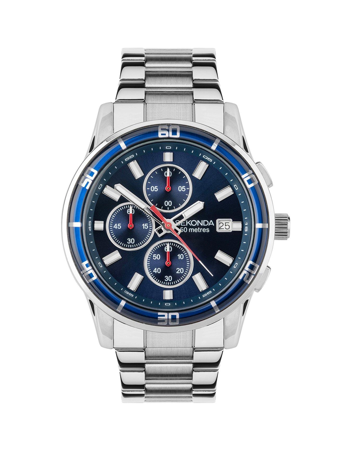 Sekonda Midnight Silver Stainless Steel Bracelet Chronograph Watch