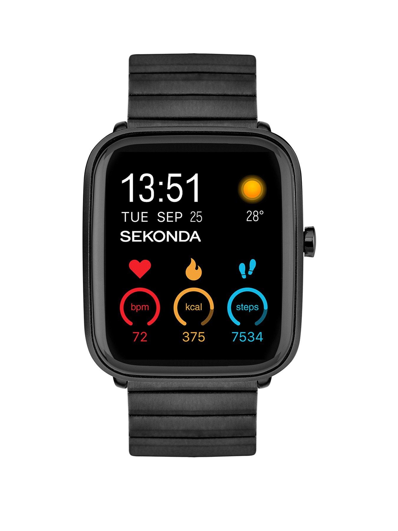 Image 1 of 7 of Sekonda Unisex Motion Plus Black Stainless Steel Bracelet Smartwatch