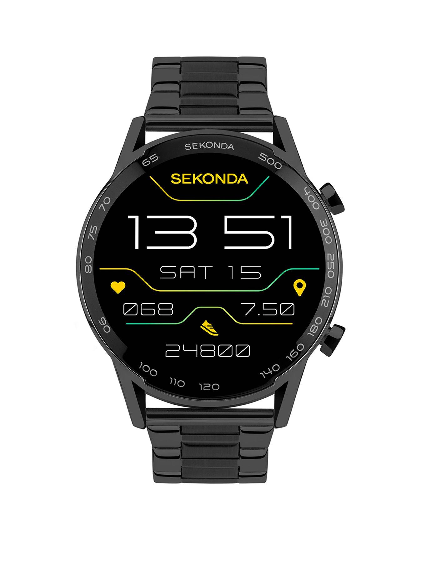 Product photograph of Sekonda Mens Active Plus Black Stainless Steel Bracelet Smartwatch from very.co.uk