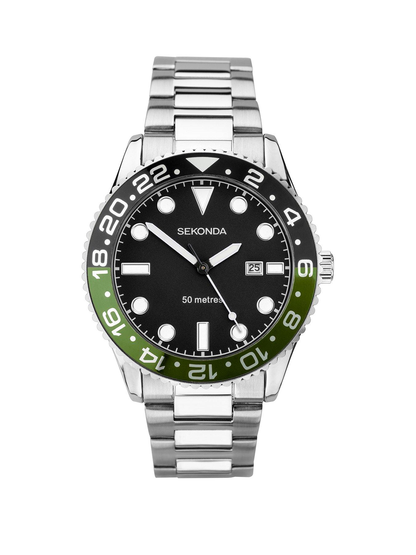 Product photograph of Sekonda Ocean Silver Stainless Steel Bracelet Analogue Watch from very.co.uk