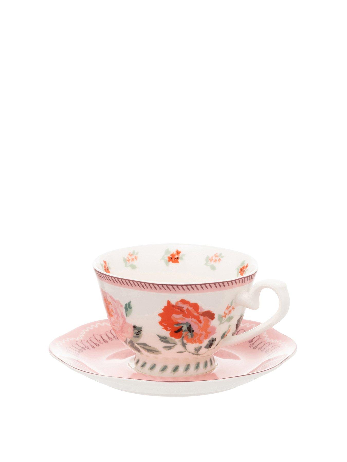 Product photograph of Cath Kidston Archive Rose Teacup And Saucer from very.co.uk