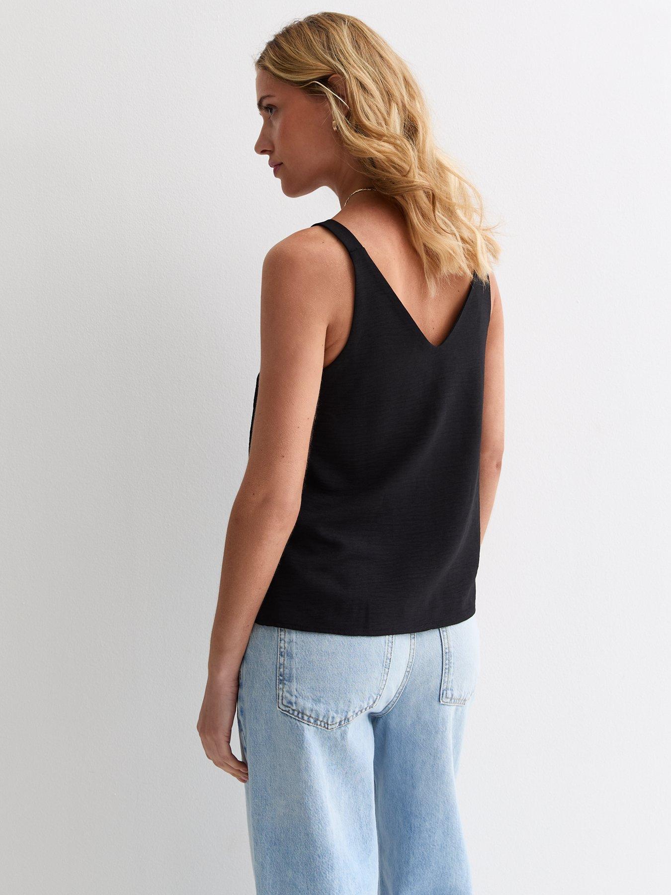Image 2 of 4 of New Look Button-through Cami Top - Black
