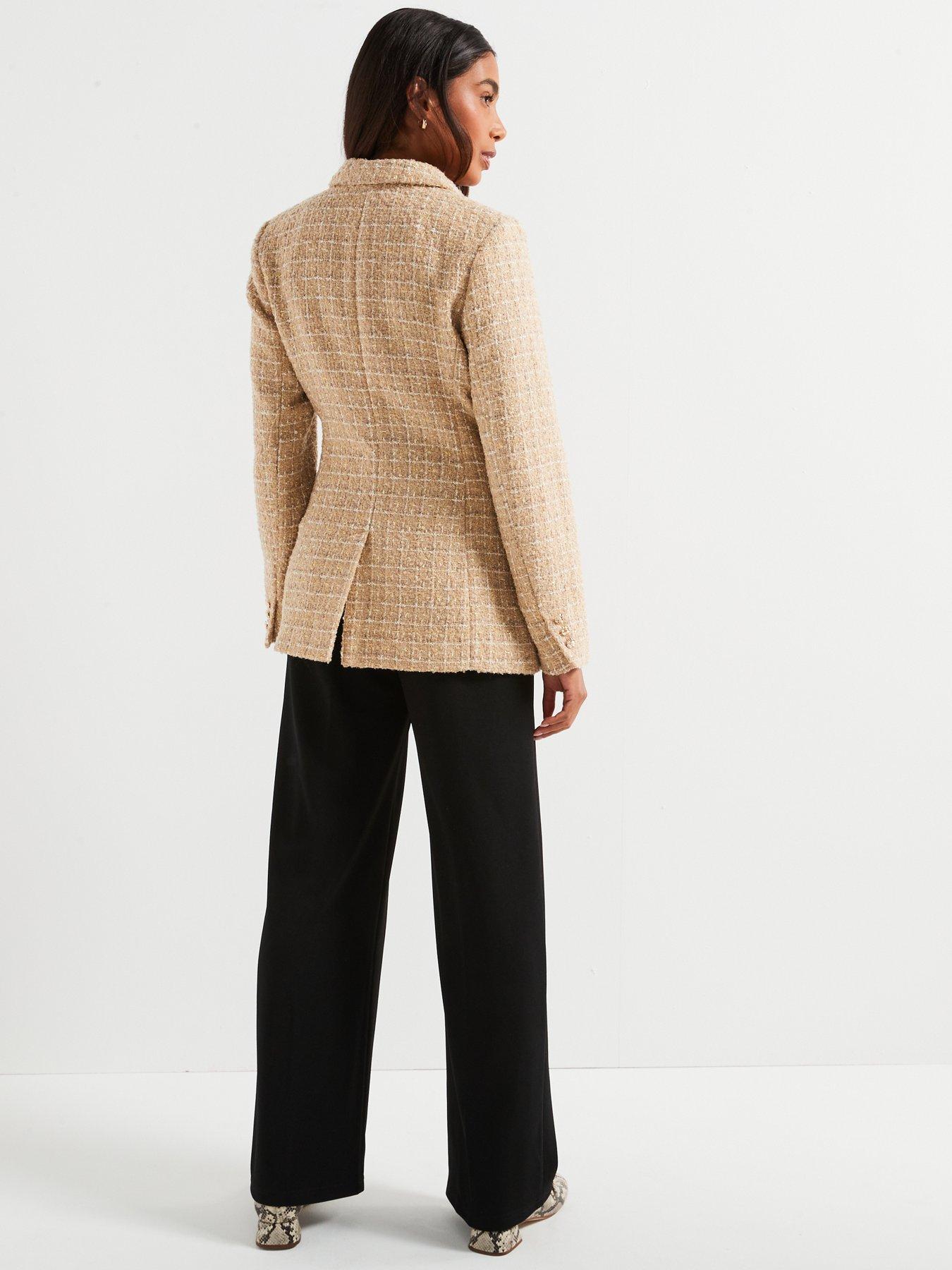 V by Very Longline Boucle Blazer Beige